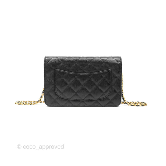 Chanel Classic Wallet On Chain WOC Quilted Black Caviar Gold Hardware