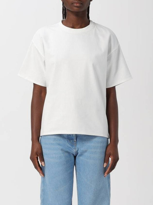 Luxury Bottega Veneta Double Layer Cotton Check Short Sleeve T-Shirt White