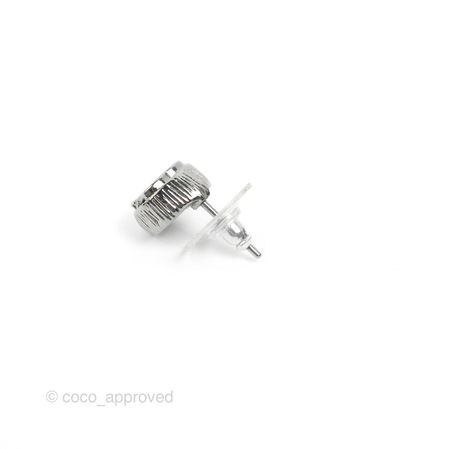 Chanel CC Oval Earrings Gun Metal 17S