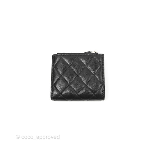 Chanel Compact Wallet Black Caviar Gold Hardware 23A