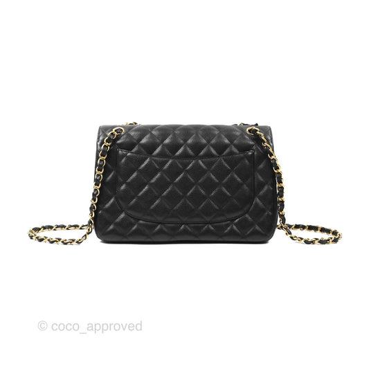 Chanel Jumbo Double Flap Quilted Black Caviar Gold Hardware