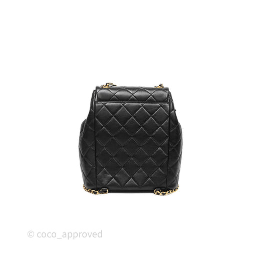 Chanel Backpack Black Calfskin Aged Gold Hardware