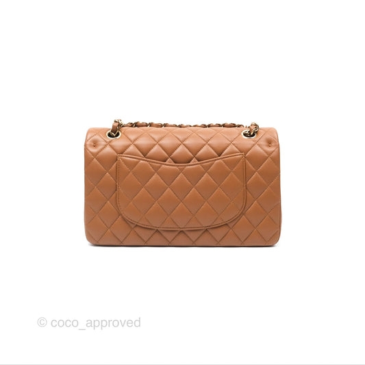Chanel Classic M/L Medium Flap Quilted Brown Lambskin Gold Hardware