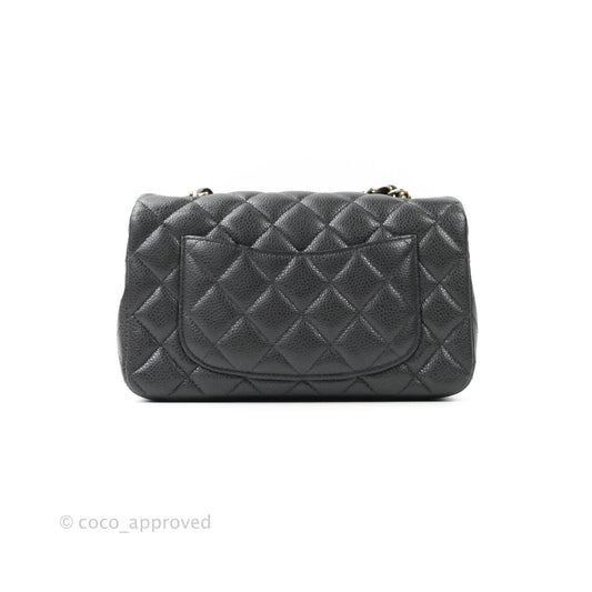 Chanel Classic Quilted Mini Rectangular Flap Pearly Grey Caviar Gold Hardware
