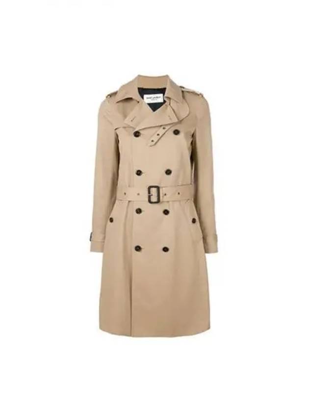 Luxury Saint Laurent Gabardine Classic Saint Gabardine Trench Coat Beige