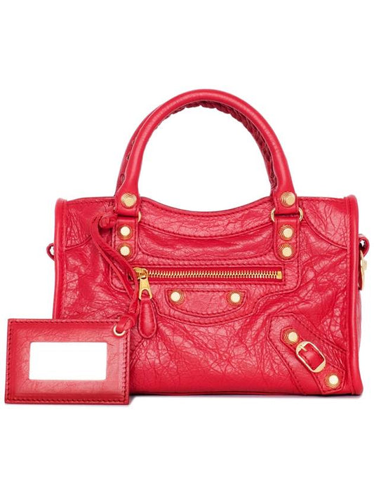 Luxury Balenciaga Giant City Mini Leather Tote Bag Red