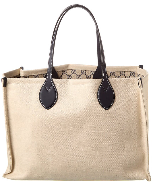 Luxury Gucci Trending 2025 Medium Canvas & Leather Tote