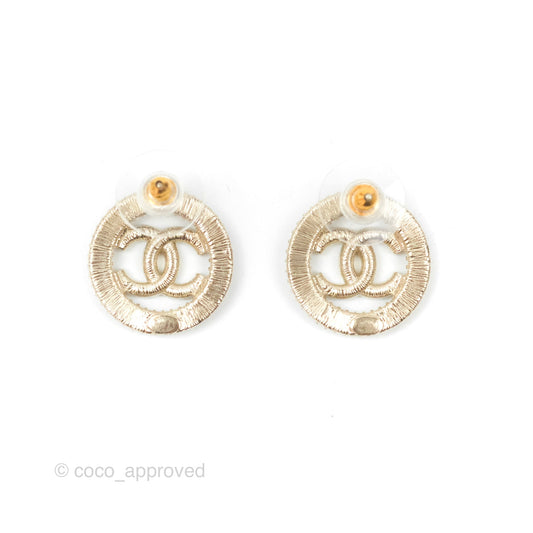 Chanel CC Crystal Round Earrings Gold Tone 20S