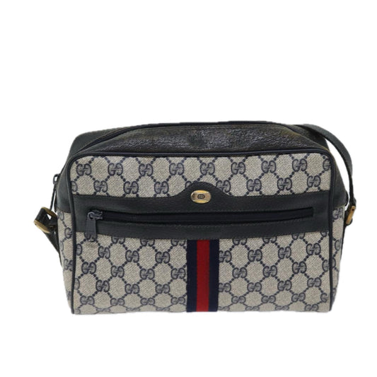 Luxury Gucci Trending 2025 GG Canvas Sherry Line Shoulder Bag PVC Navy Red 70669