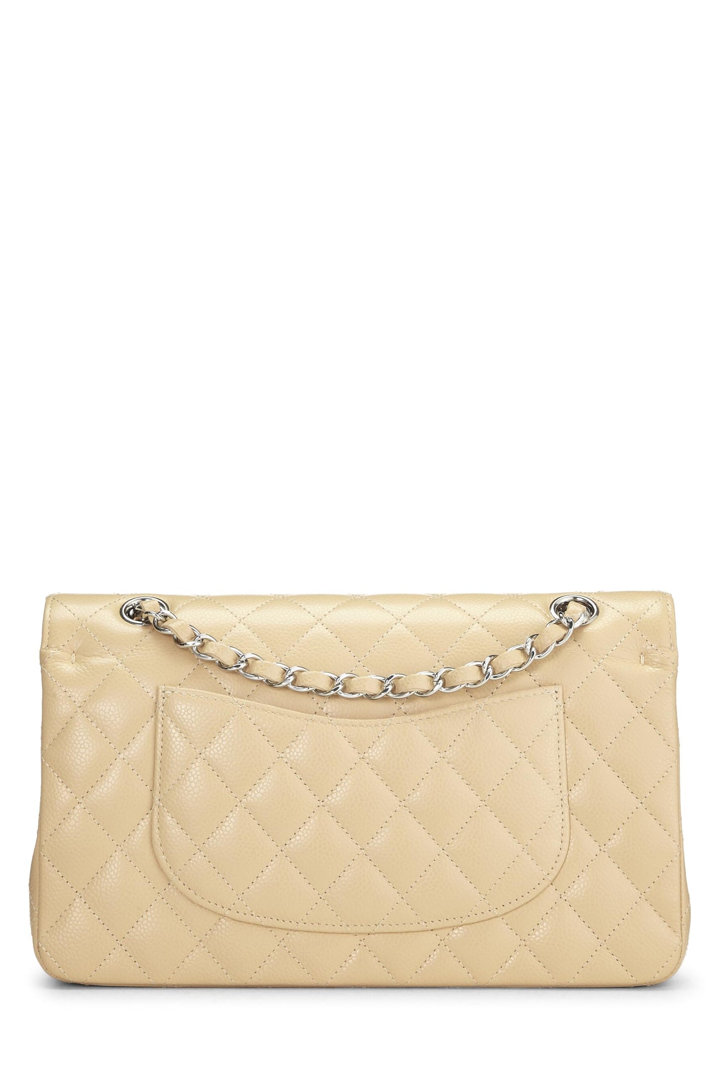 Chanel, Beige Quilted Caviar Classic Double Flap Medium, Beige