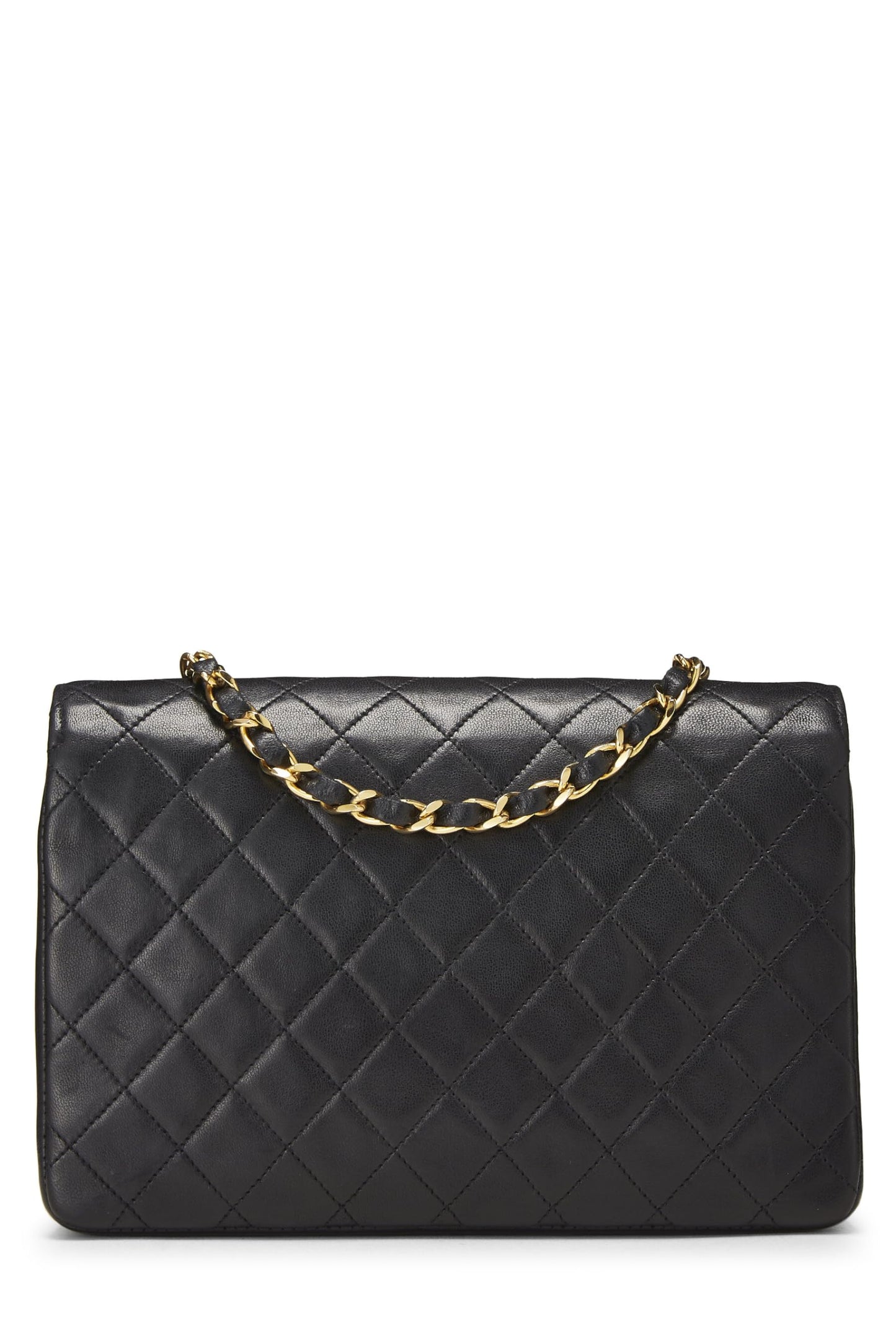 Chanel, Black Quilted Lambskin Circle Lock Half Flap, Black