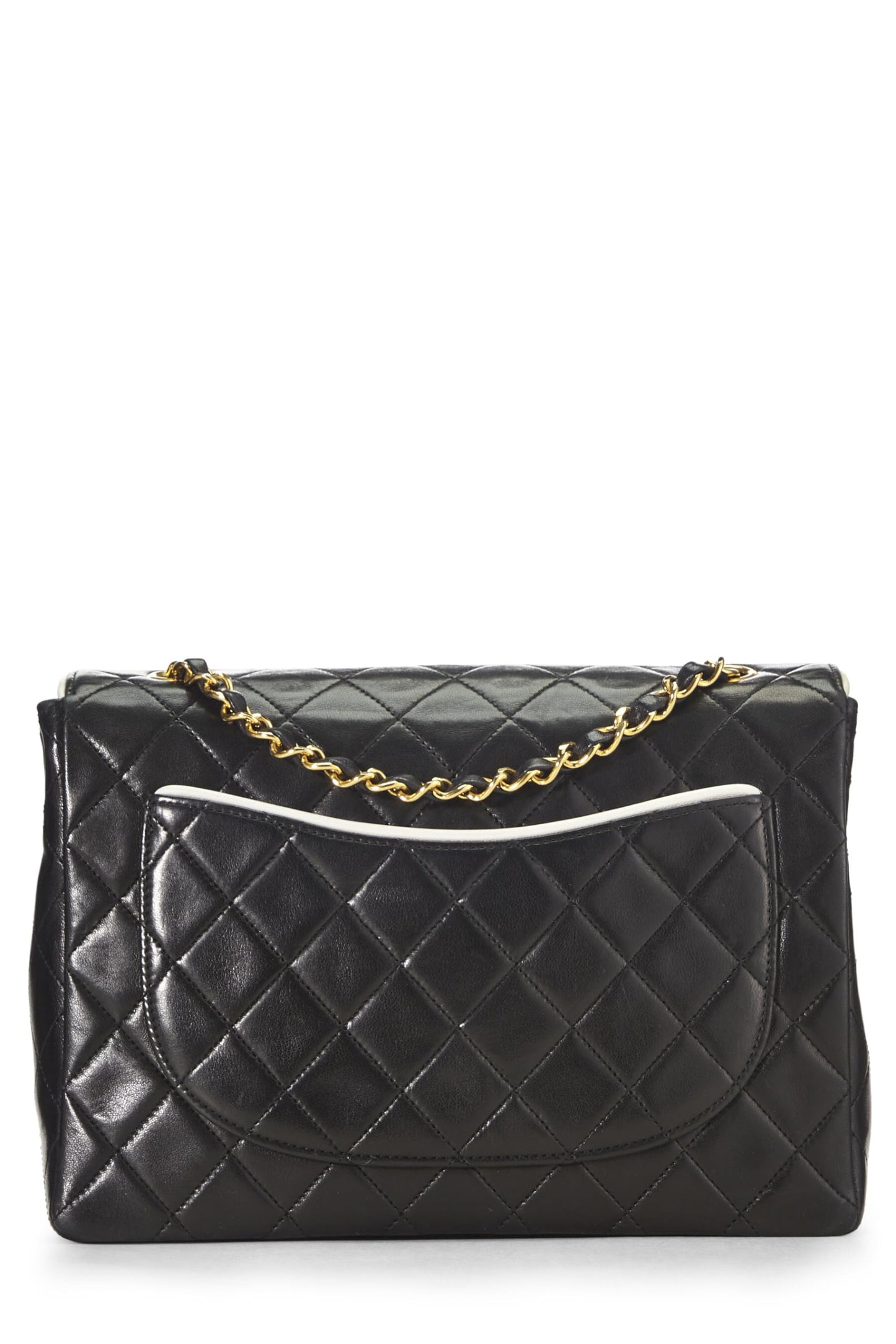 Chanel, Black Quilted Lambskin Half Flap Small, Black