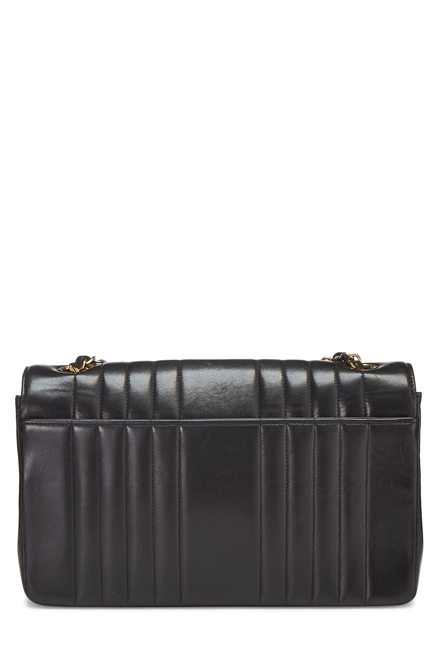 Chanel, Black Vertical Lambskin Half Flap Medium, Black