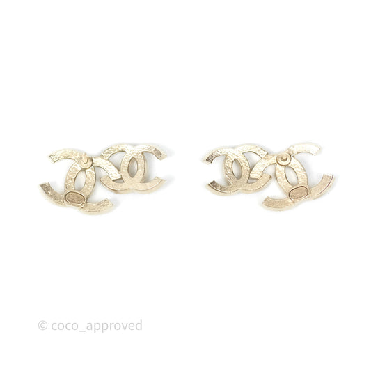 Chanel Crystal Black Double CC Earrings Gold Tone 22B