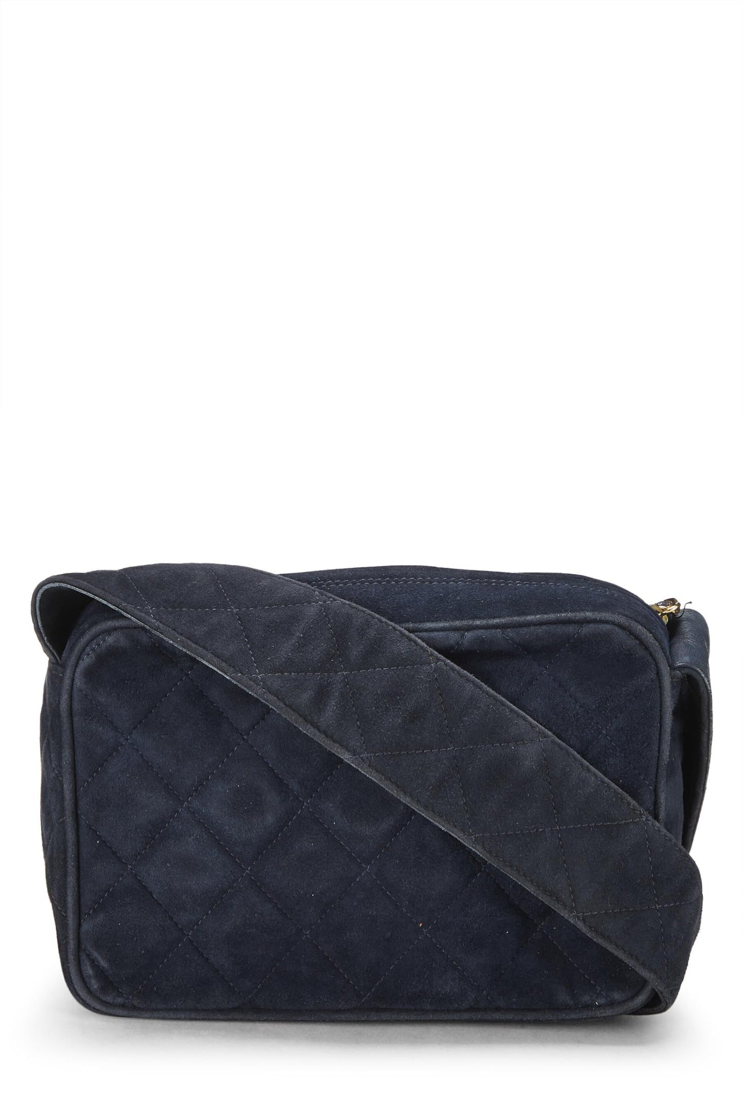 Chanel, Navy Suede Diamond 'CC' Camera Bag Mini, Navy