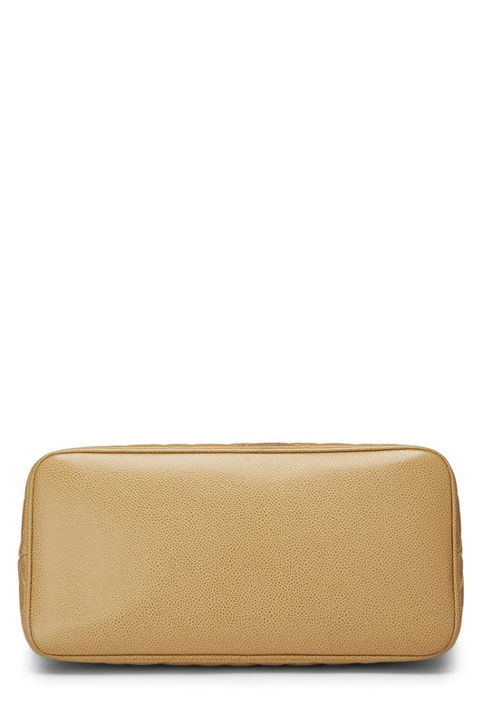Chanel, Beige Quilted Caviar Medallion Tote, Beige