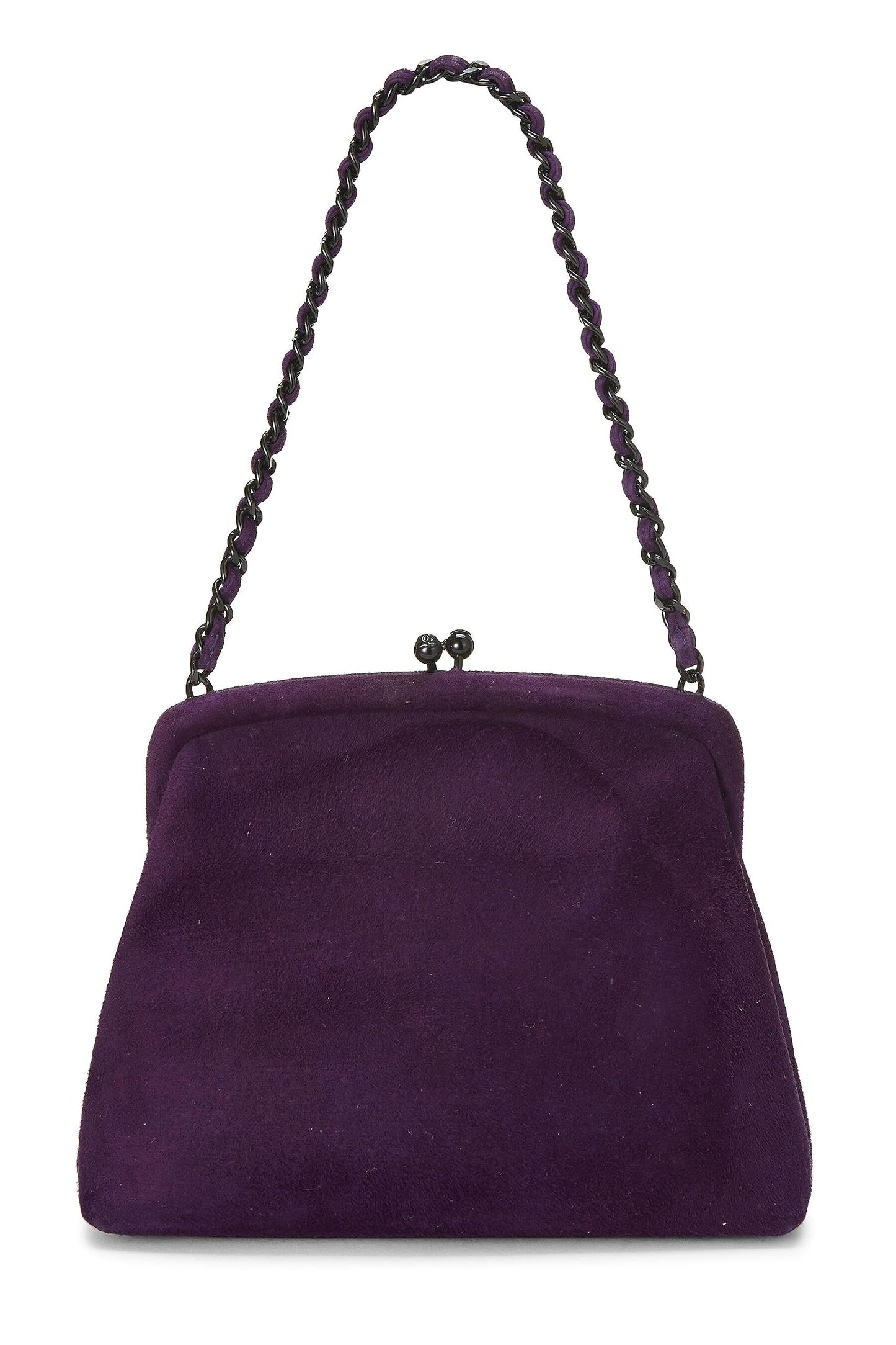 Chanel, Purple Suede Kiss Lock Mini Bag, Purple