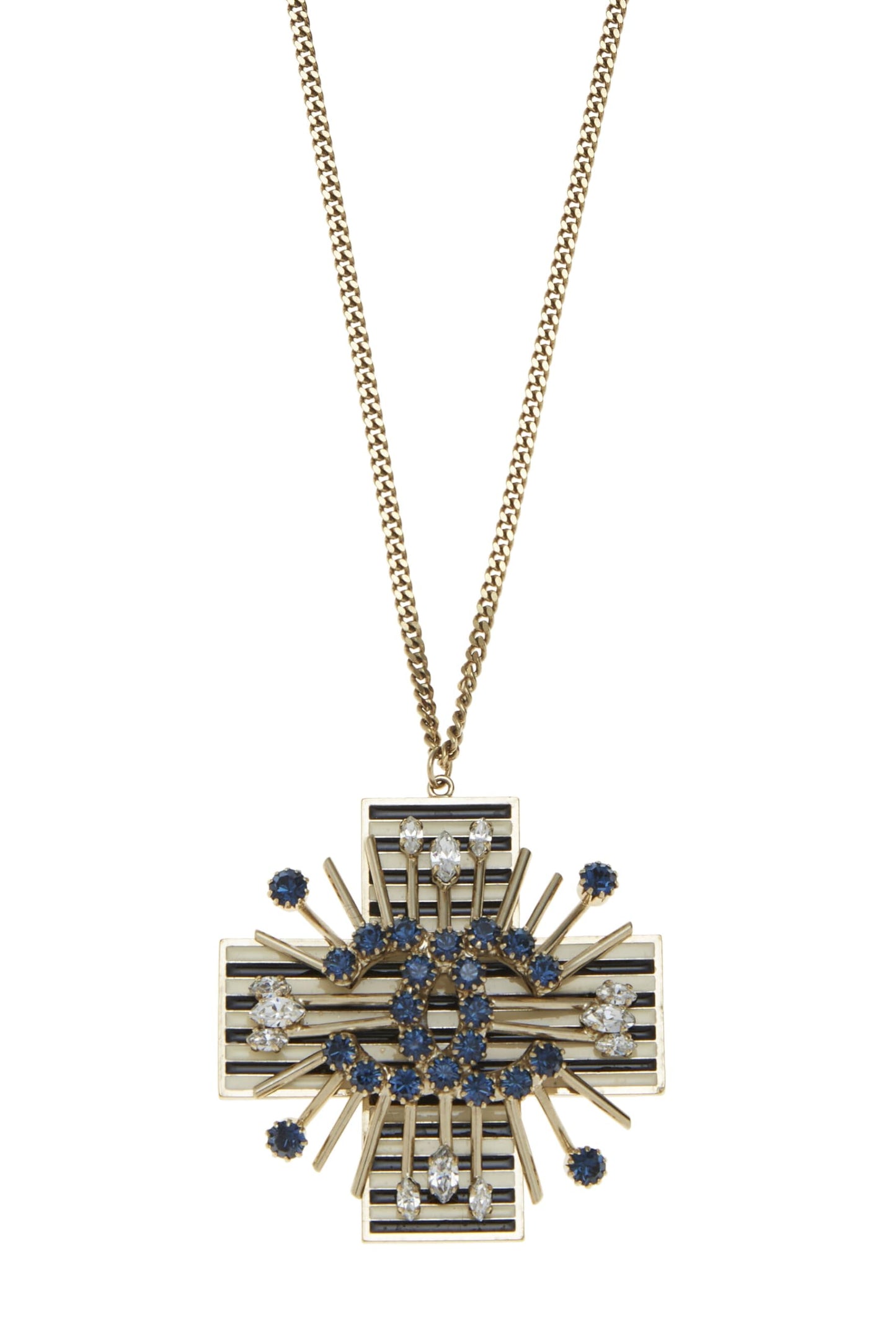 Chanel, Gold & Crystal 'CC' Cross Necklace, Gold