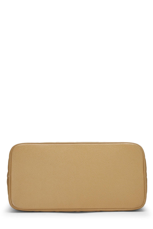 Chanel, Beige Quilted Caviar Medallion Tote, Beige