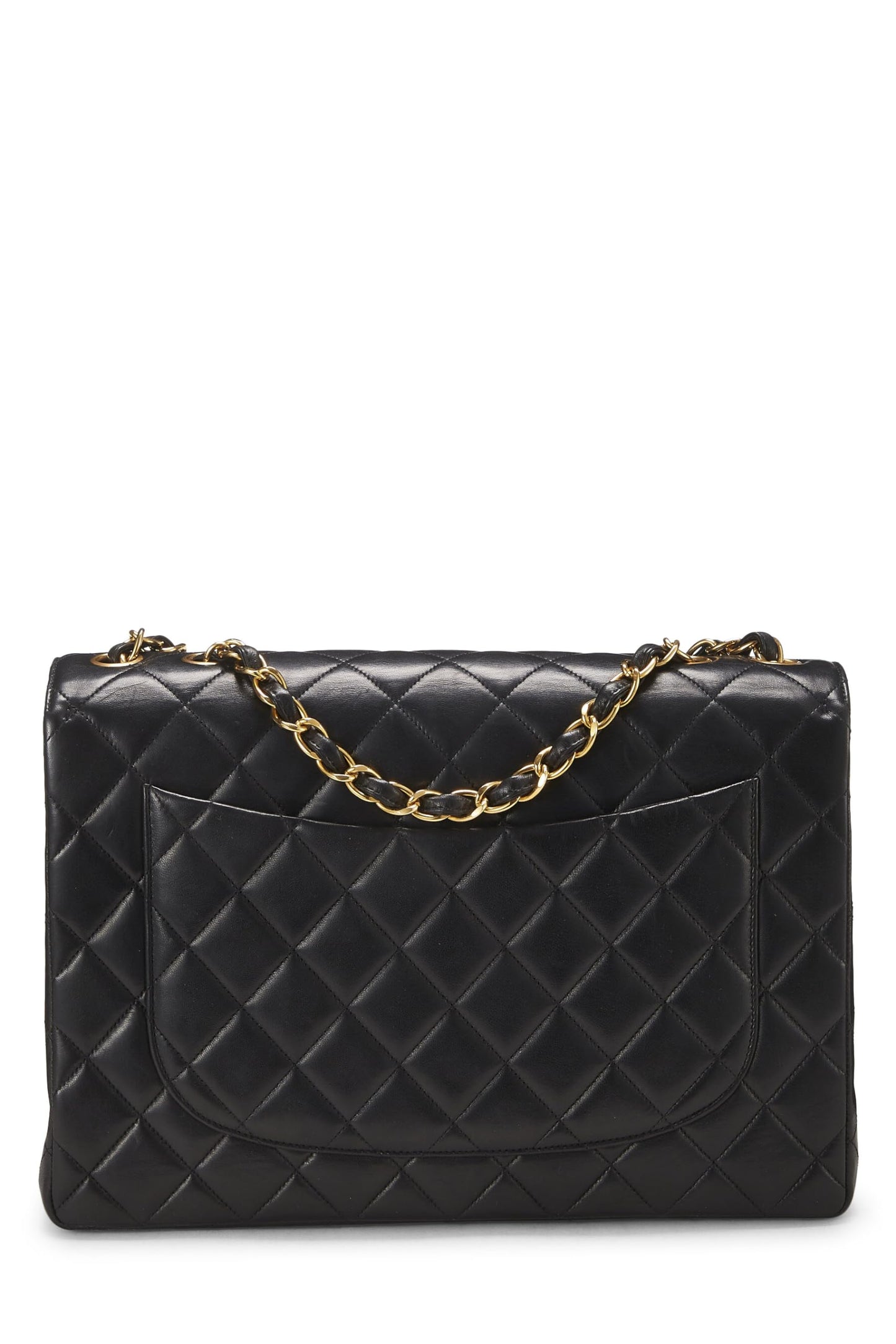 Chanel, Black Quilted Lambskin Half Flap Jumbo, Black
