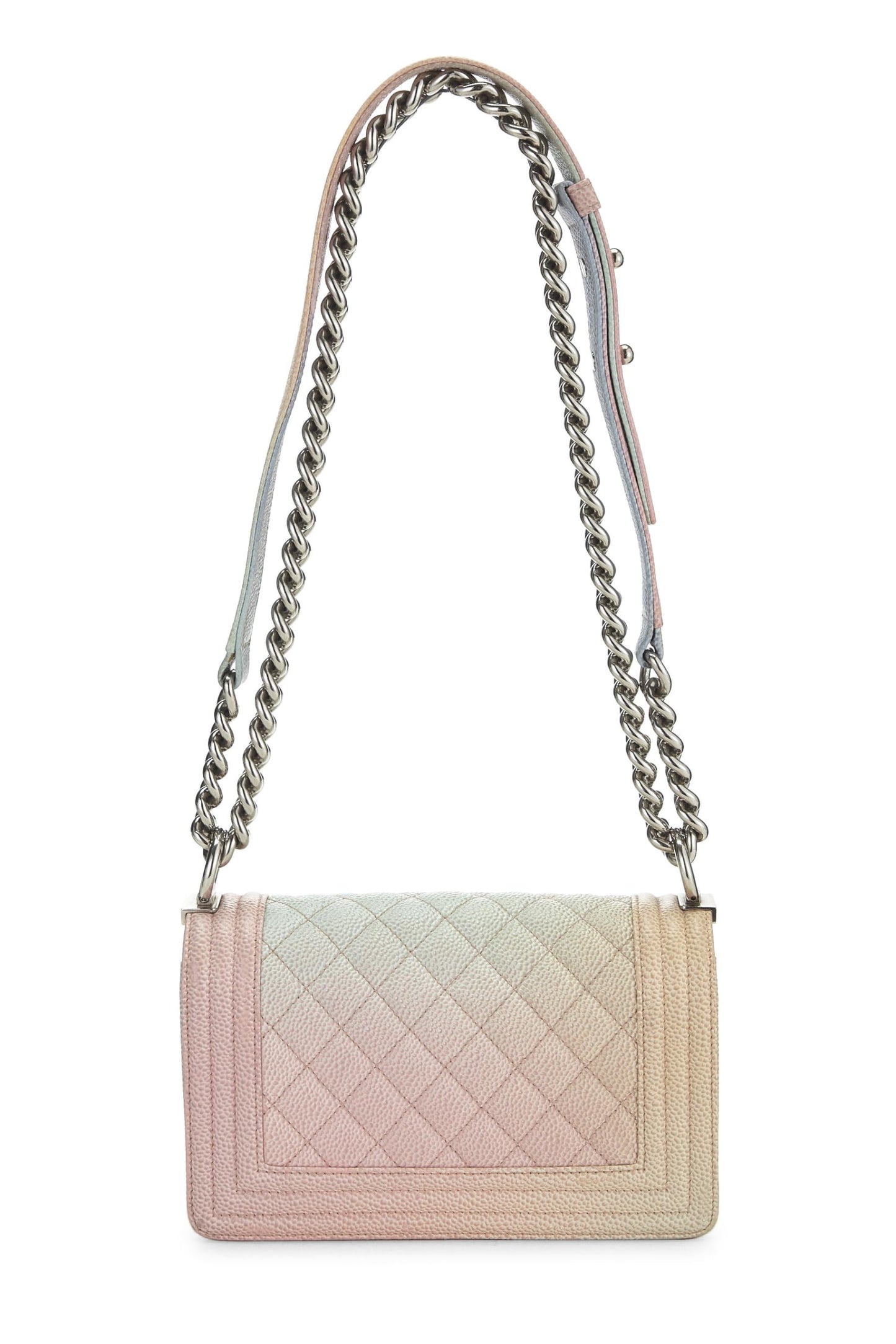 Chanel, Pink Rainbow Quilted Caviar Boy Bag Small, Pink