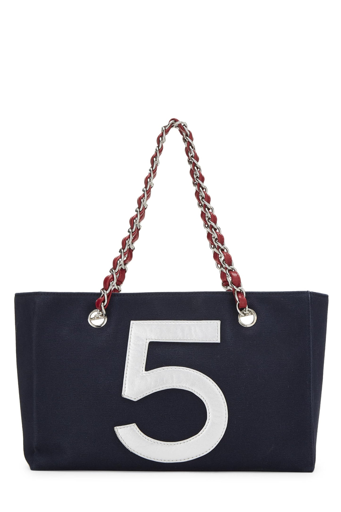 Chanel, Navy Canvas & Leather No.5 Foil Shopping Tote, Navy