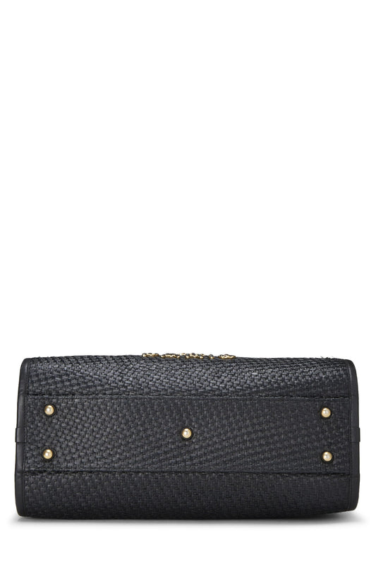 Chanel, Black & Natural Woven Raffia Deauville Tote Medium, Black