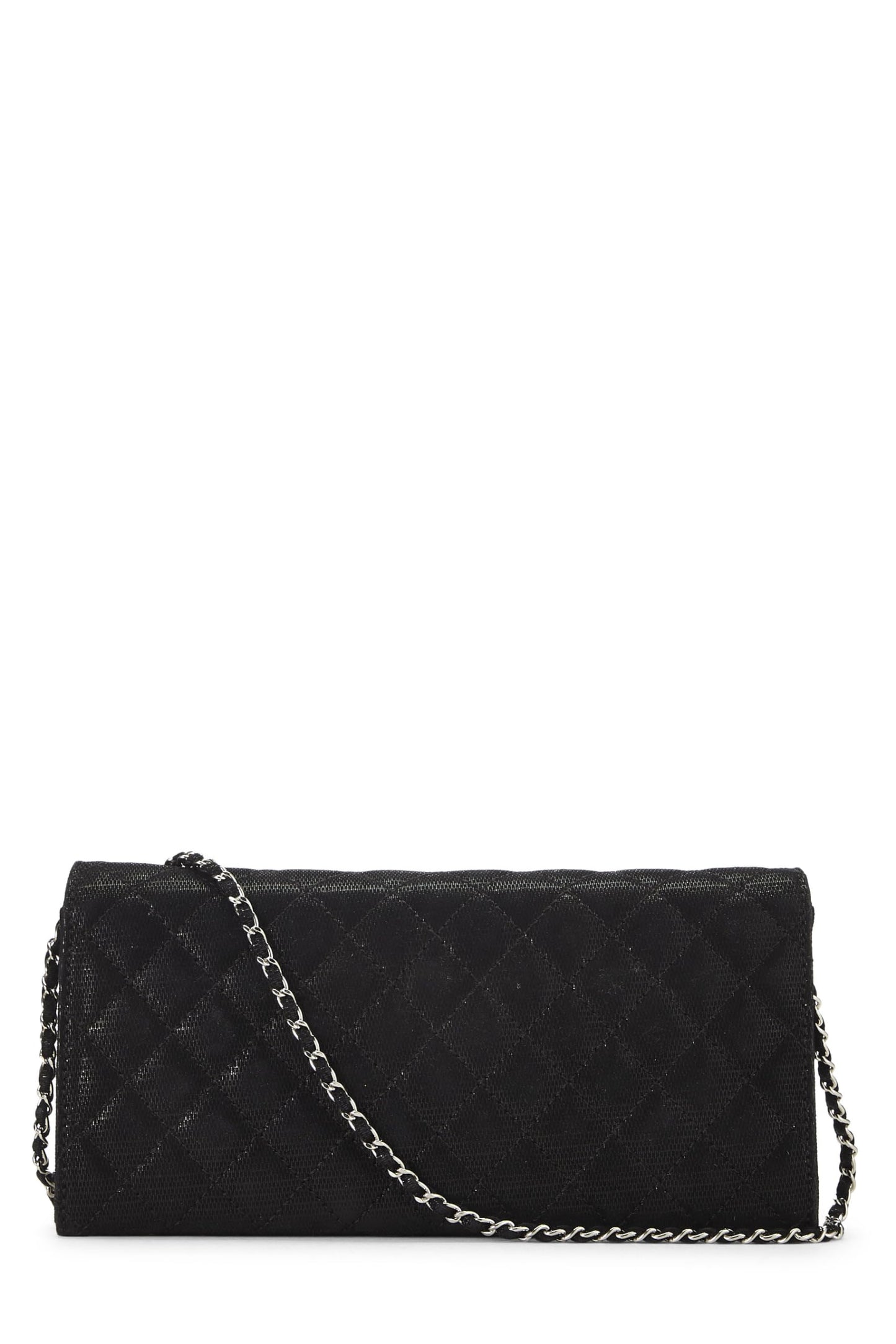 Chanel, Black Quilted Nubuck East/West Wallet On Chain (WOC), Black