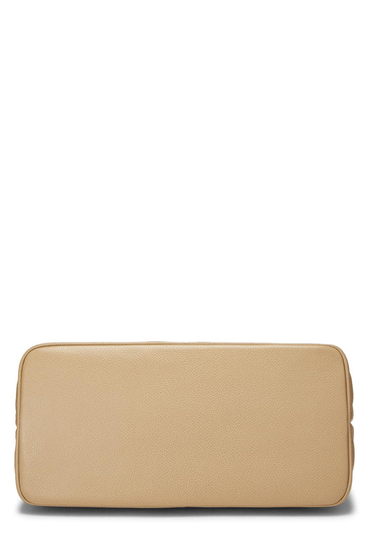 Chanel, Beige Quilted Caviar Medallion Tote, Beige
