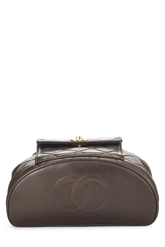 Chanel, Brown Quilted Lambskin 'CC' Classic Backpack Small, Brown