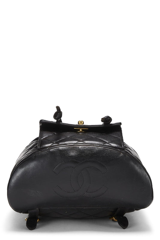 Chanel, Black Quilted Lambskin 'CC' Classic Backpack Medium, Black