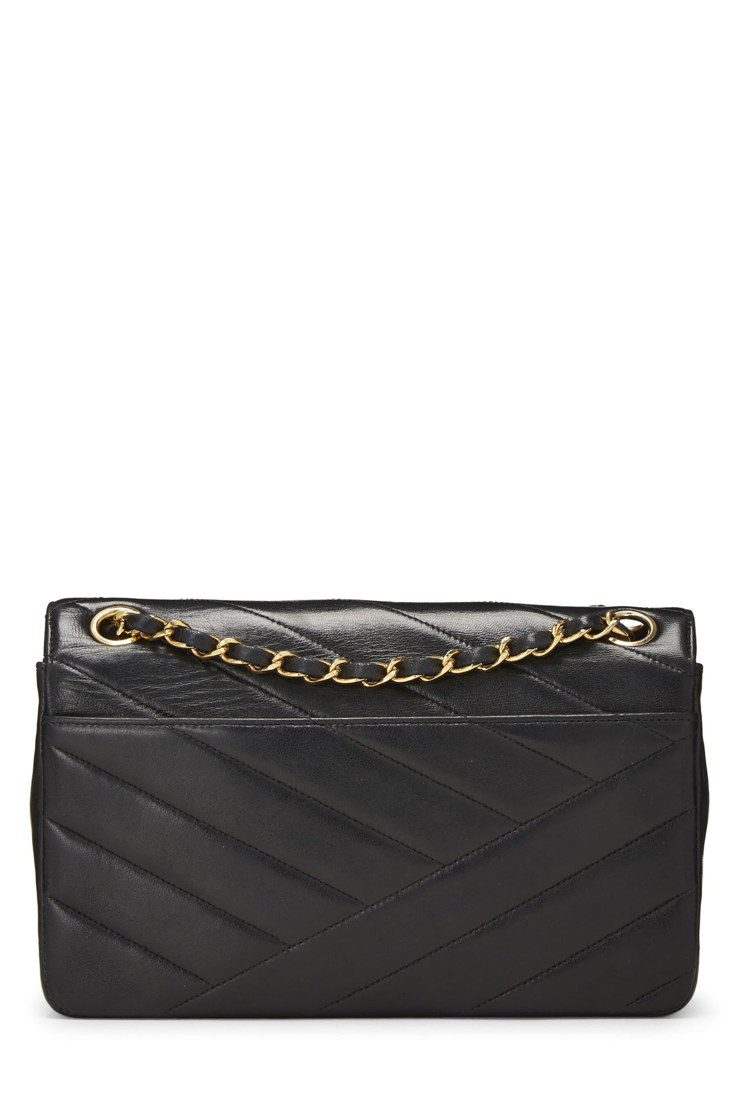 Chanel, Black Diagonal Quilted Envelope Flap Small, Black