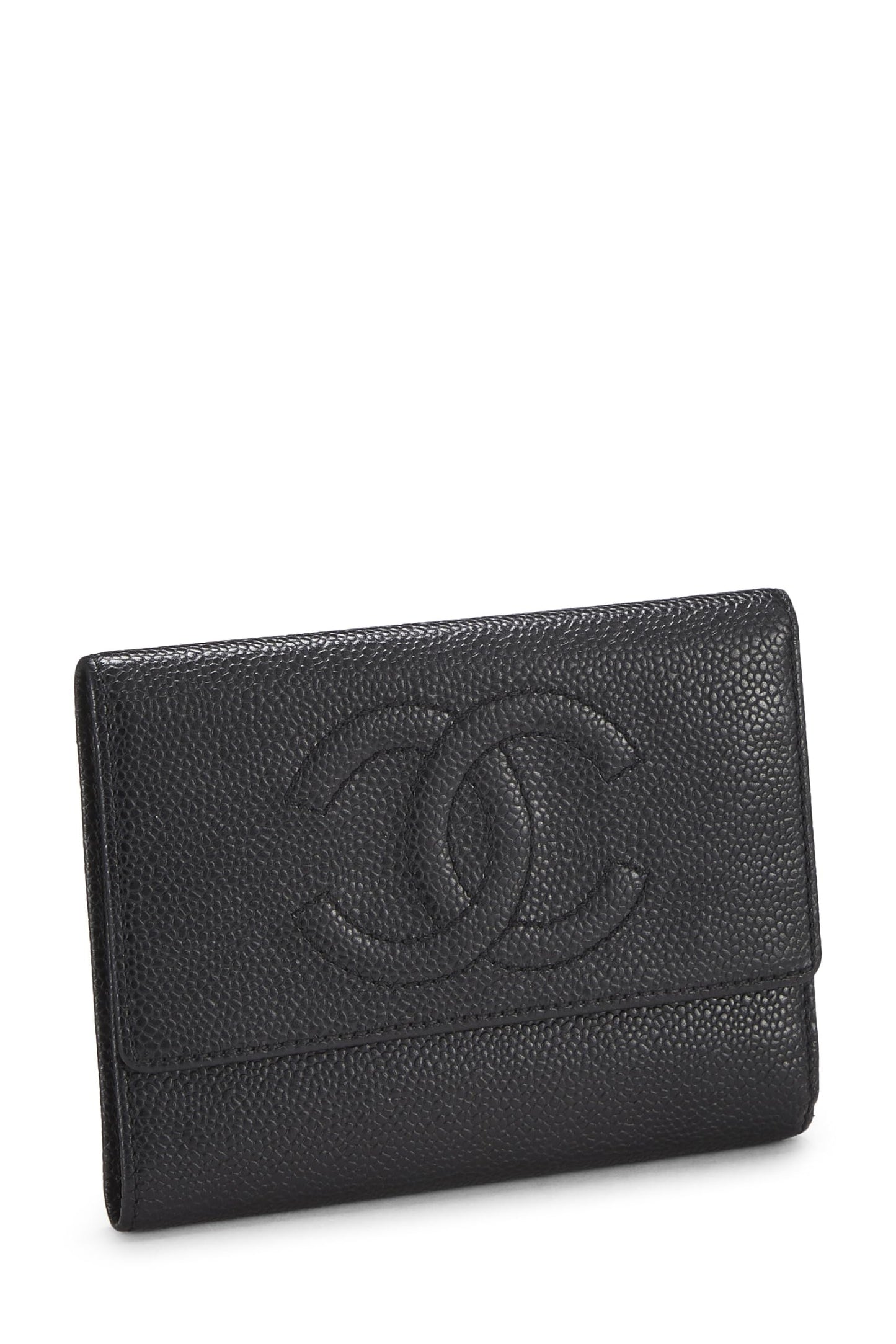 Chanel Black Caviar Timeless 'CC' Flap Wallet, Black
