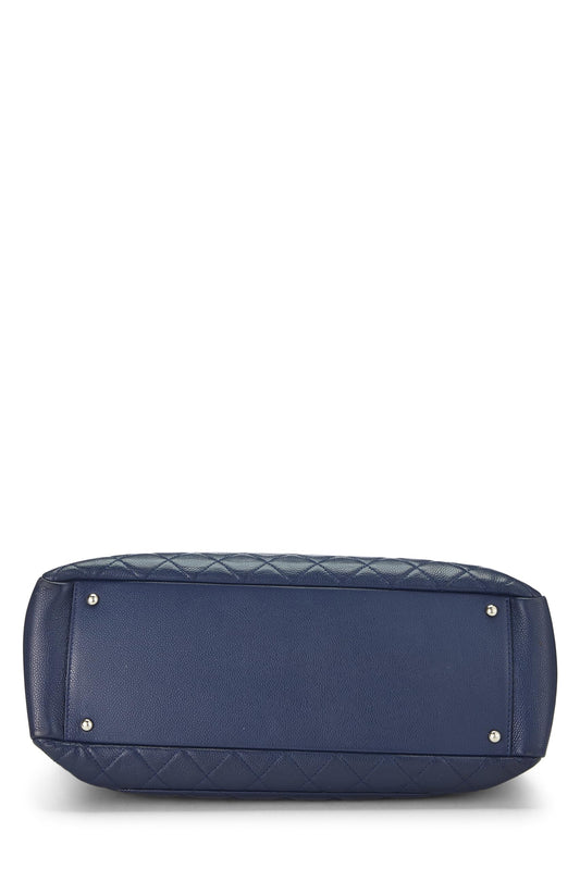 Chanel, Navy Quilted Caviar Grand Shopping Tote (GST) XL, Navy