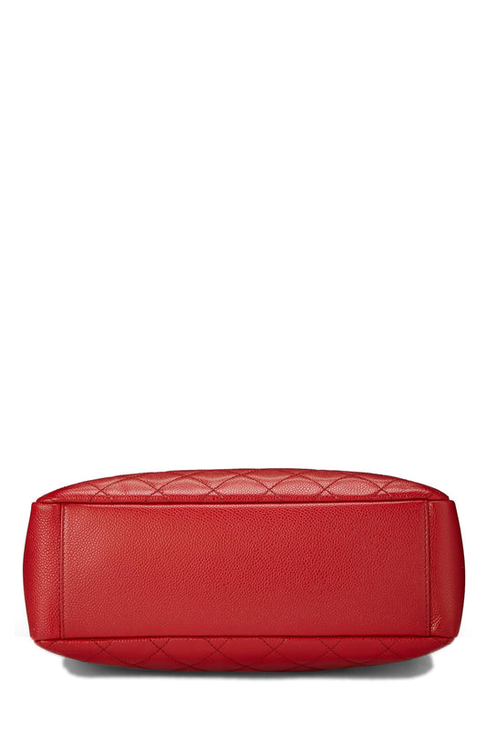 Chanel, Red Quilted Caviar Petite Shopping Tote (PST) XL, Red