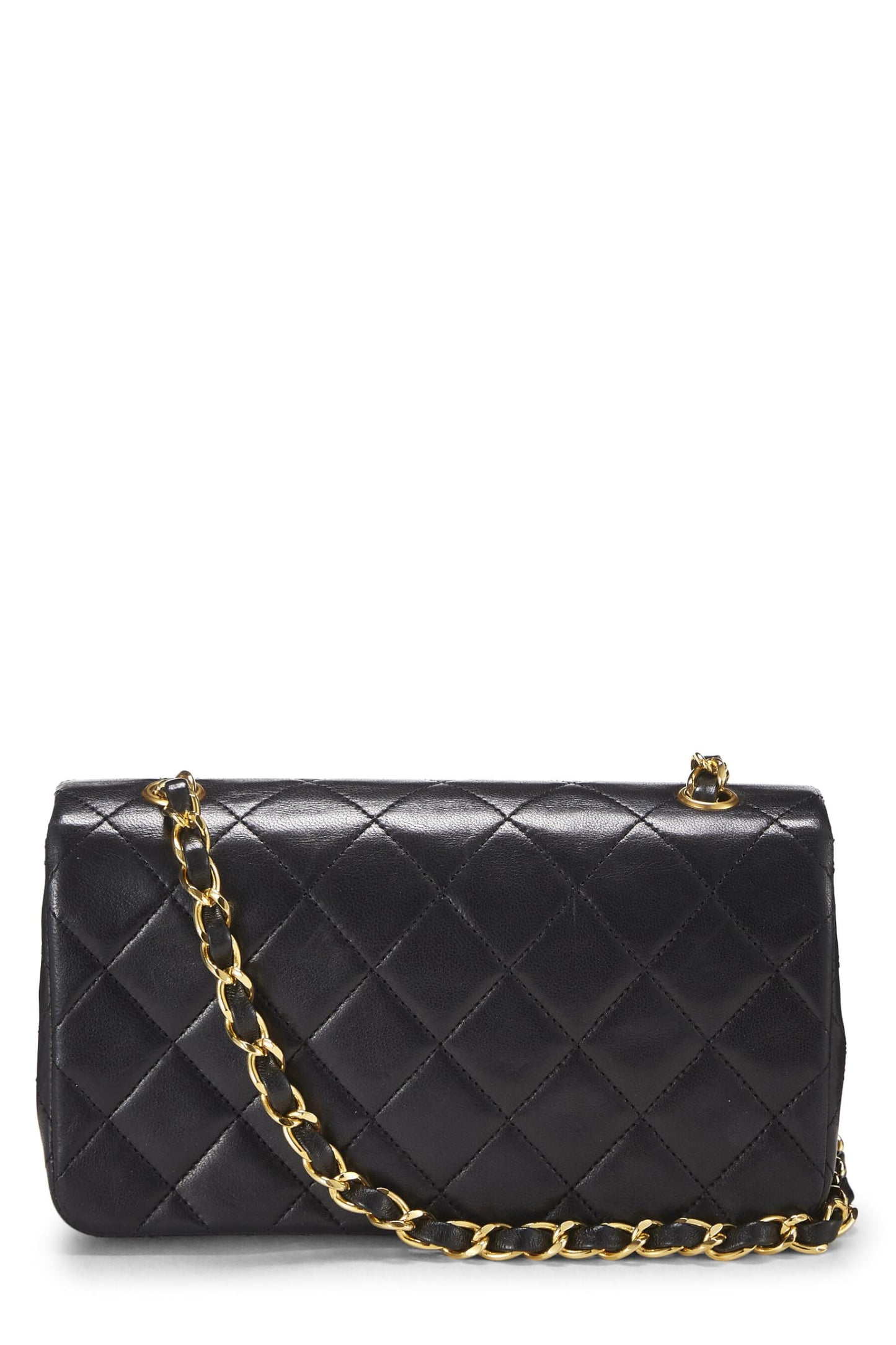 Chanel, Black Quilted Lambskin Full Flap Mini, Black