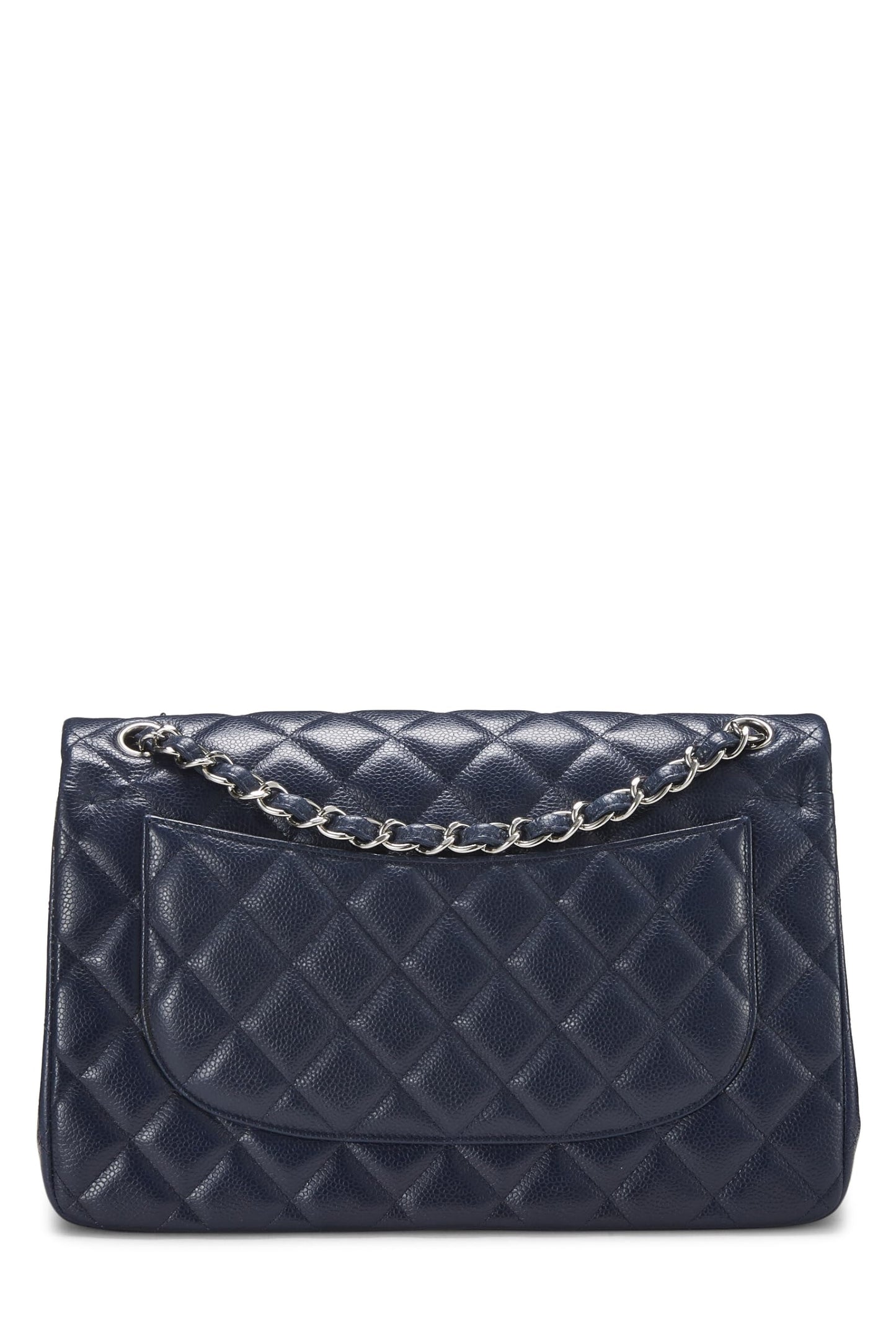 Chanel, Navy Quilted Caviar New Classic Double Flap Jumbo, Navy