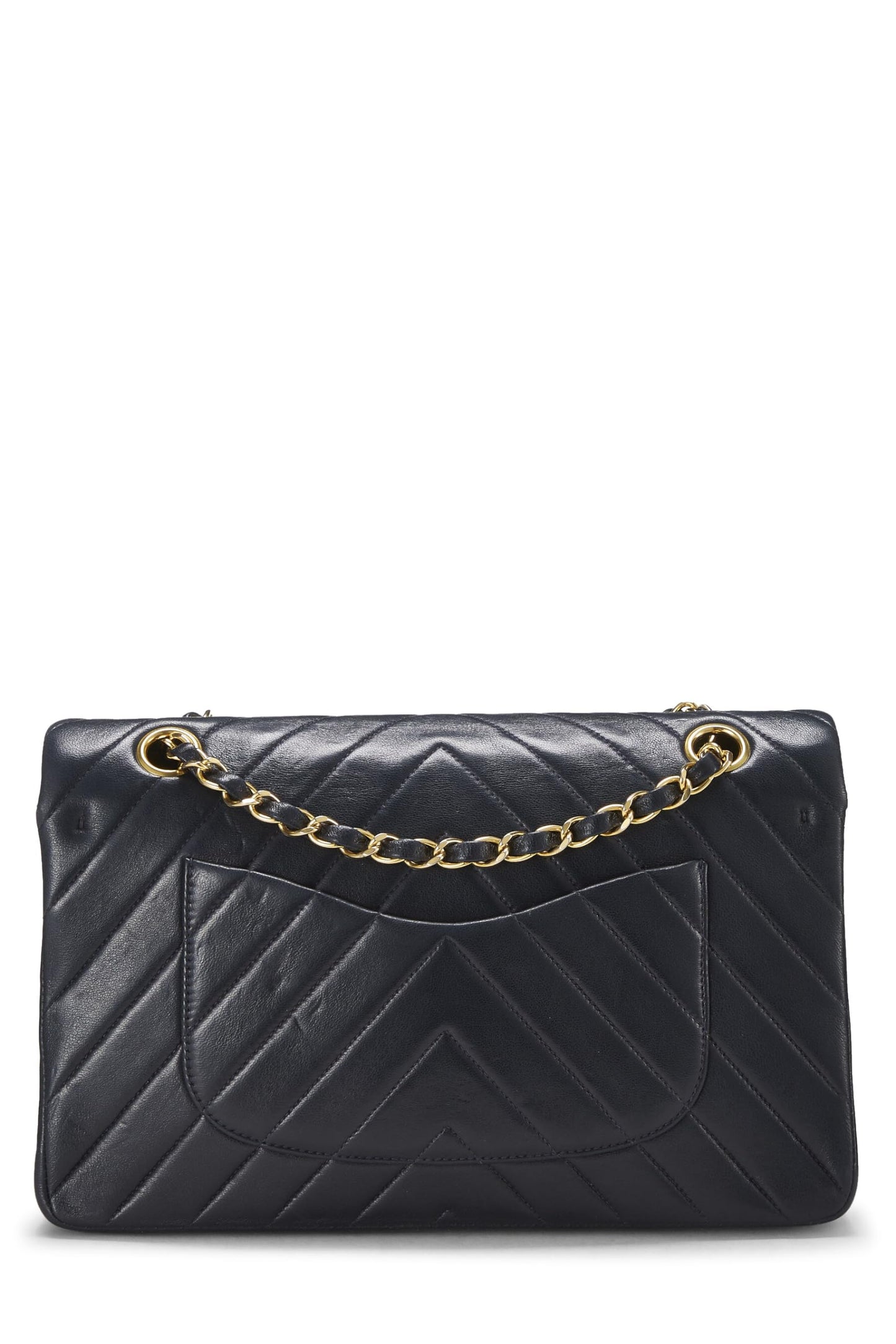 Chanel, Navy Chevron Lambskin Classic Double Flap Medium, Navy