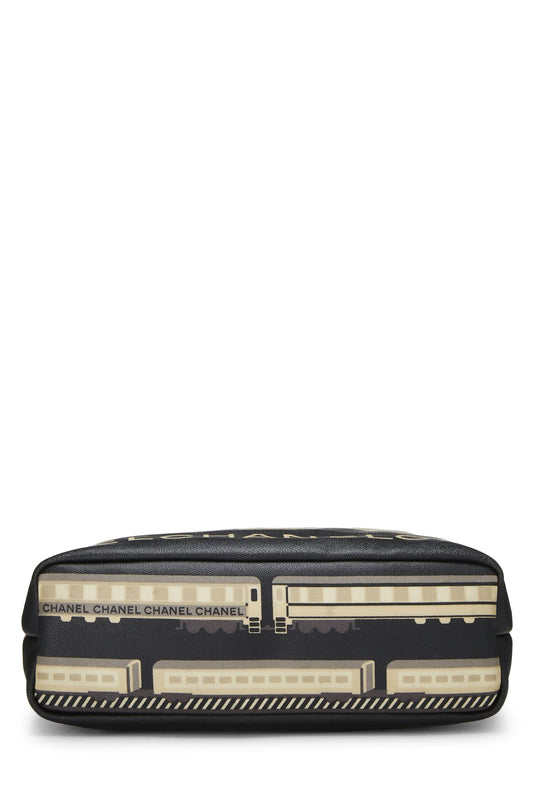 Chanel, Black & Multicolored Coated Canvas Le Train Tote, Black