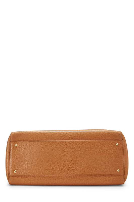Chanel, Orange Caviar Zip Tote Large, Orange