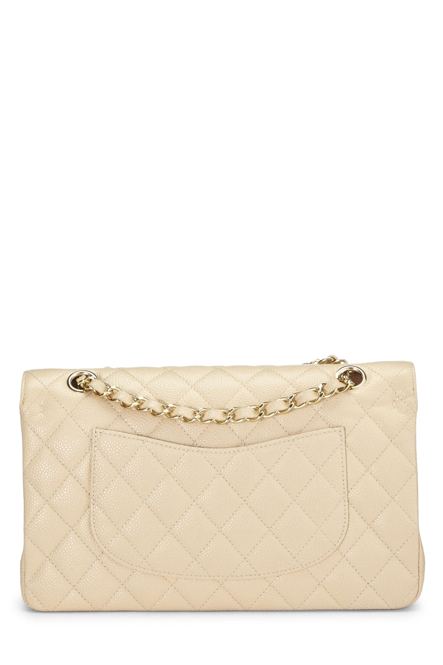 Chanel, Beige Quilted Lambskin Classic Double Flap Medium, Beige