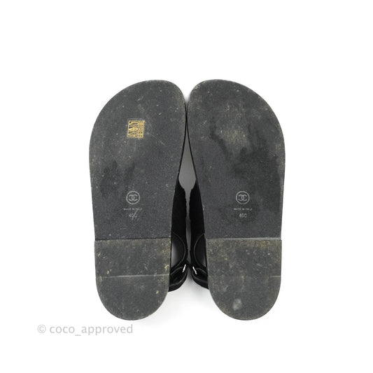 Chanel CC Black Fabric Slide Strap Flat Dad Sandals 21C