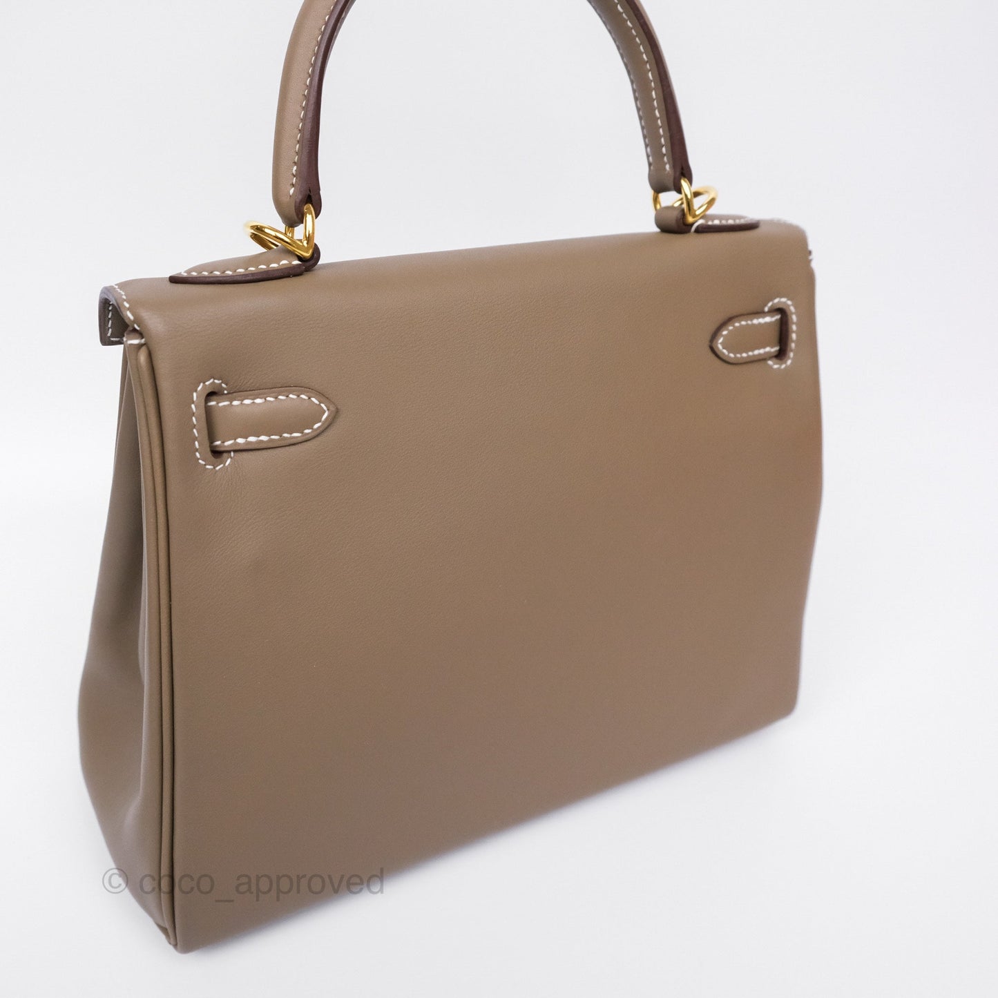 Hermès Retourne Kelly 25 Etoupe 18 Swift Gold Hardware