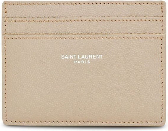 Luxury Saint Laurent Men's Crocodile Embosed Logo Print Card Holder in Sea Salt | 375946BTY0E9607
