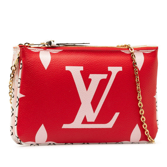 Louis Vuitton Monogram Giant Pochette Double Twisted Chain Shoulder Bag Pochette M67561 Rouge Red Pink PVC Louis Vuitton