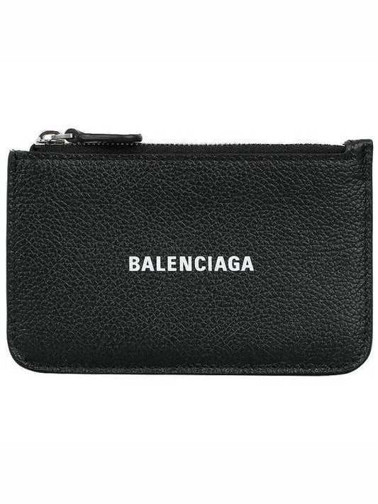 Luxury Balenciaga Cash Large Long Coin Card Wallet Black