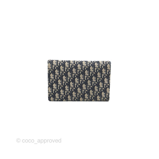 Christian Dior Saddle Chain Pouch Navy Oblique Jacquard