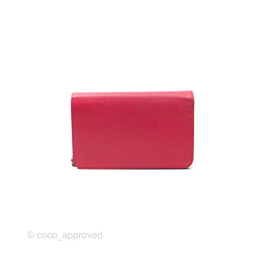 Chanel CC Wallet On Chain WOC Dark Pink Caviar Silver Hardware