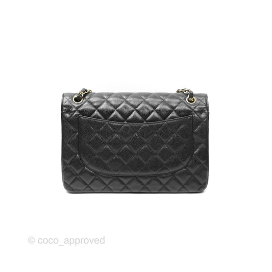 Chanel Jumbo Double Flap Quilted Black Caviar Gold Hardware