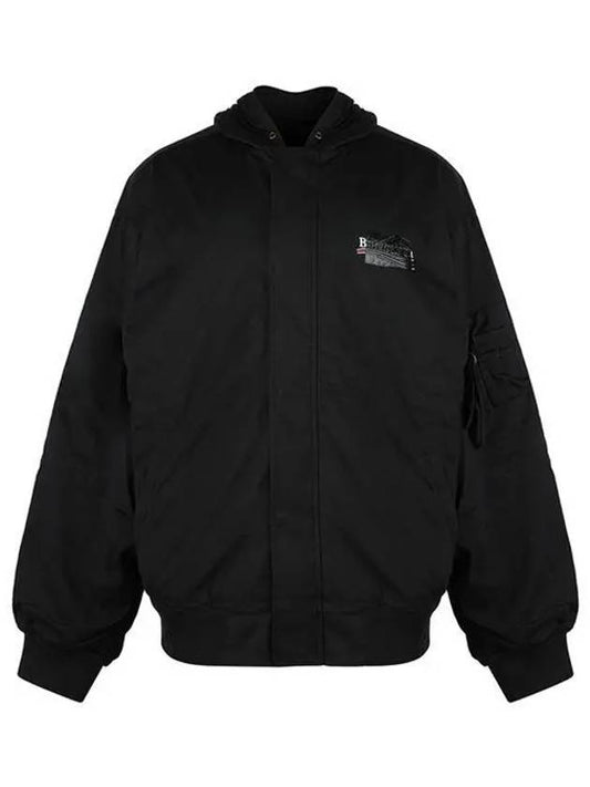 Luxury Balenciaga Gaffer Padded Cotton Bomber Jacket Black
